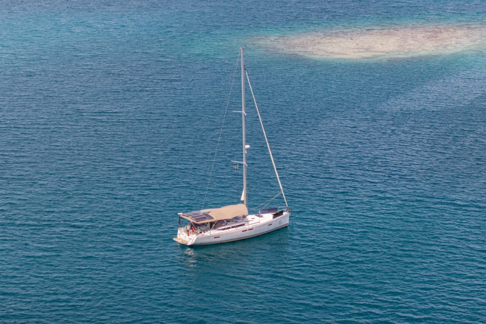 jeanneau sun odyssey 469 05 aerial view anchored