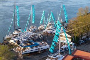 Lagoon catamarans at Bordeaux shipyard production facility