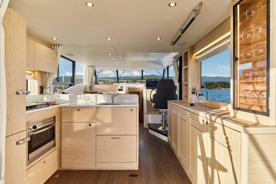 13 beneteau swift trawler 48 galley helm glassware