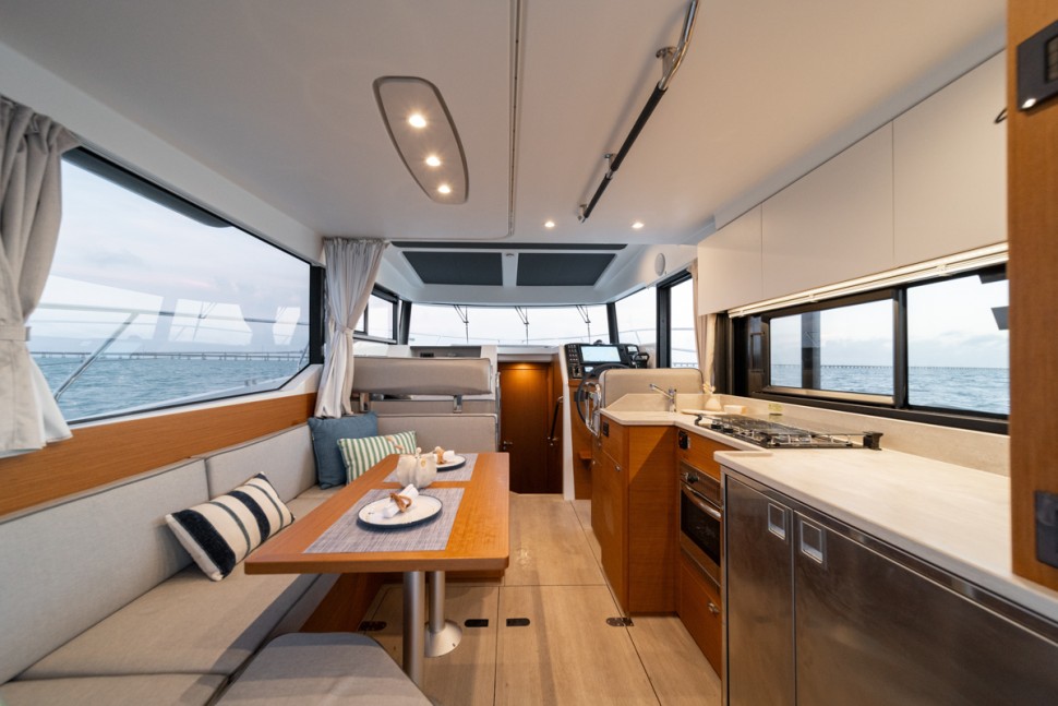 15 swift trawler 37 flybridge interior salon galley view