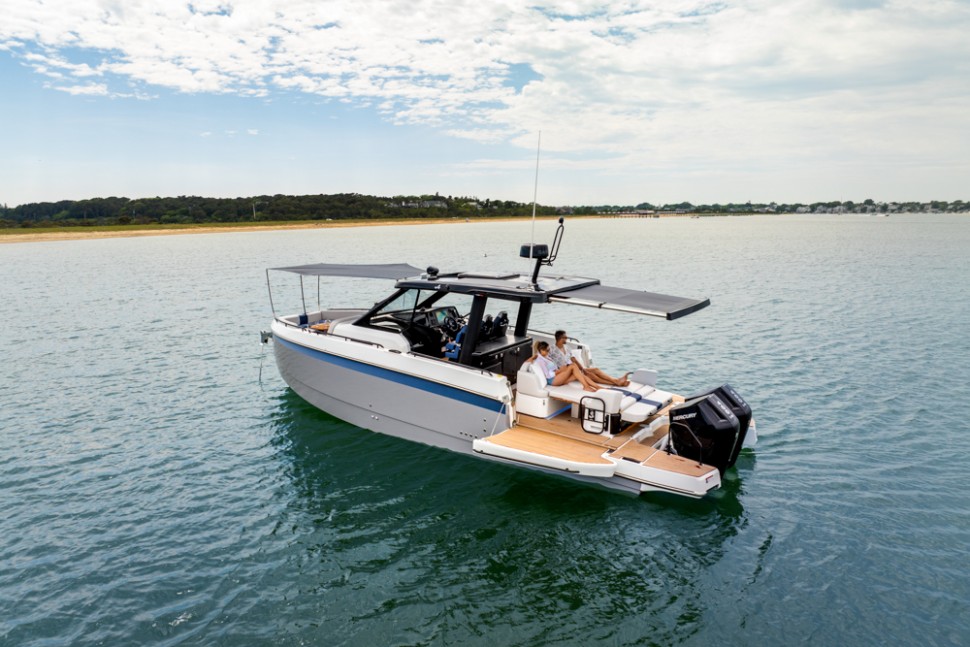 17 beneteau gran turismo 35 alpine aft deck shade aerial lifestyle