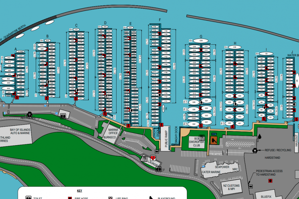 Opua Marina Berth Map
