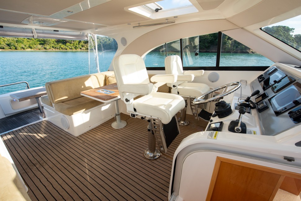 Riviera 43 Offshore 7 Helm Looking Aft
